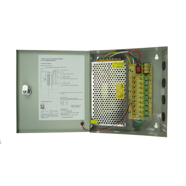 180W 12V 15A 9CH CCTV Power Supply Box - Image 2