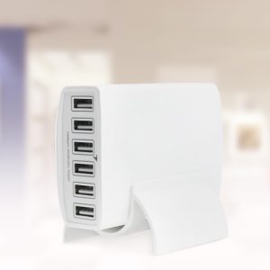 60W 6-Ports Multi USB Wall Charger White Black