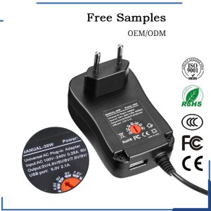 EU Plug 30W Universal Multi-Voltage Adjustable Adapter